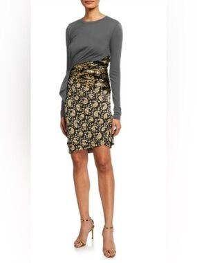 $1896 ALTUZARRA Women Gray Belinda Printed Crepe De Chine Mini Dress Size 36